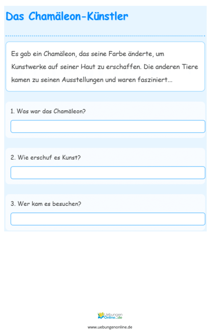 Leseverständnis Klasse 2 Kostenlose Übungen
