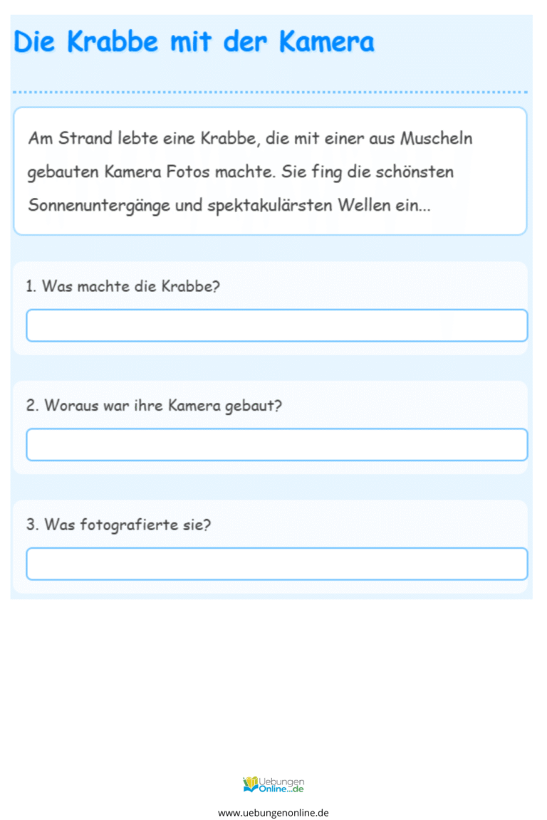 Leseverständnis Klasse 2 Kostenlose Übungen