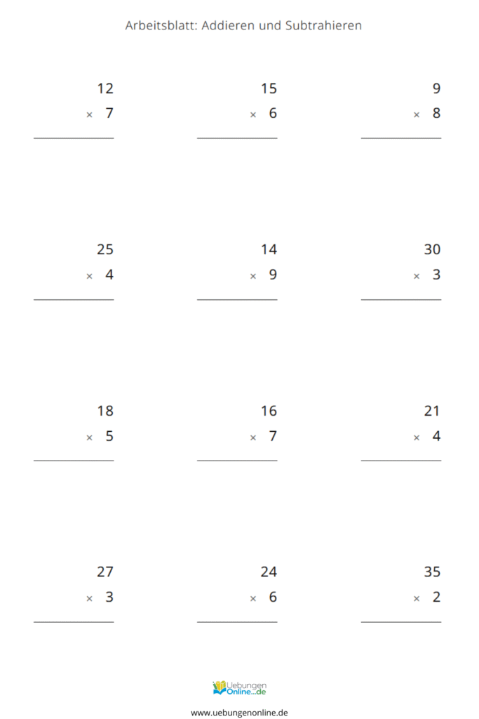 2 klasse multiplikation übung