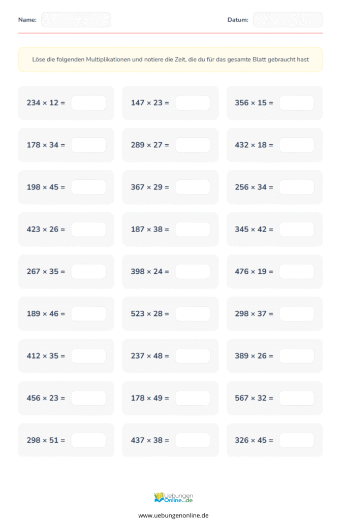 5 klasse mathe multiplikation