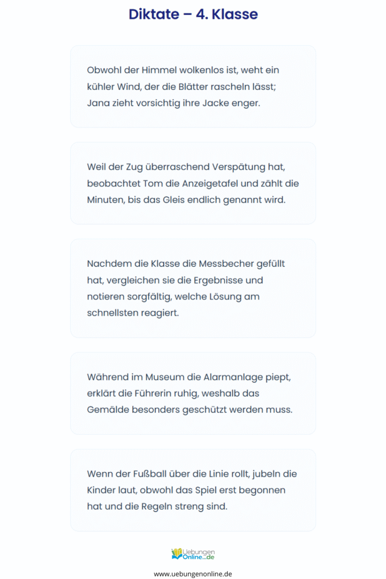 Diktat 4 Klasse – Übungen & Arbeitsblätter