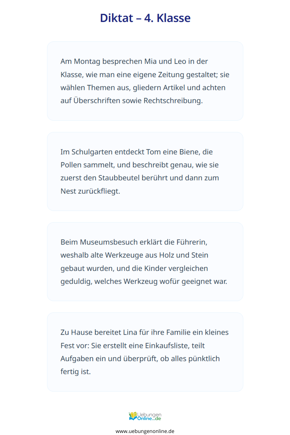 Diktat 4 Klasse – Übungen & Arbeitsblätter
