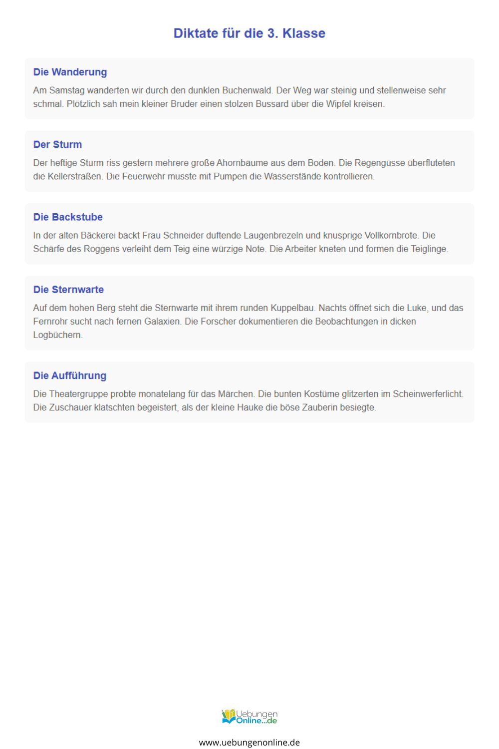 Diktat 3 Klasse – Übungen & Arbeitsblätter