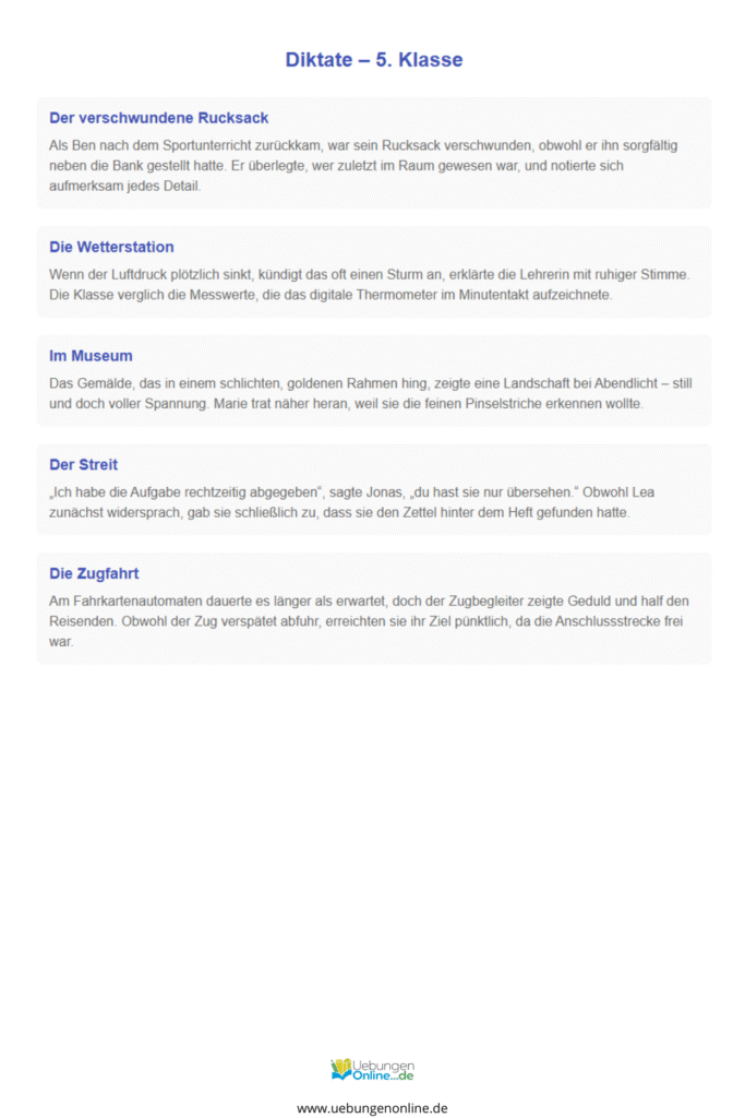 diktat 5 klasse gymnasium groß- und kleinschreibung