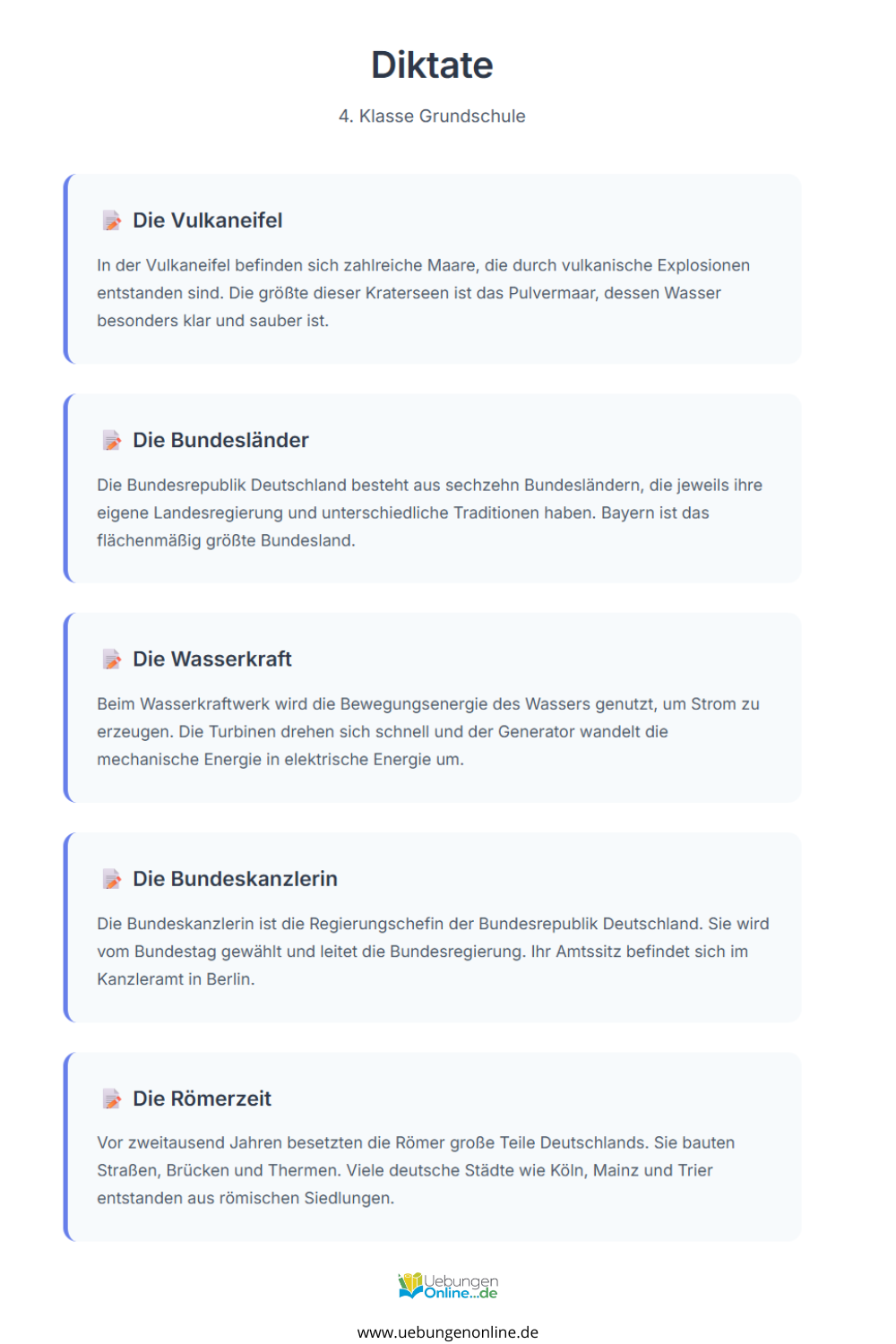 Diktat 4 Klasse – Übungen & Arbeitsblätter