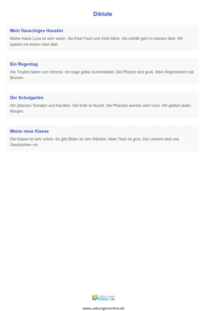 diktate klasse 2 kostenlos