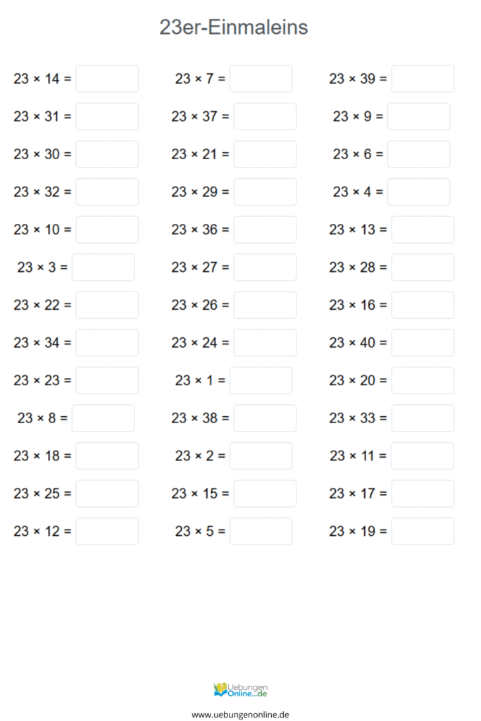 einmaleins 23er reihe