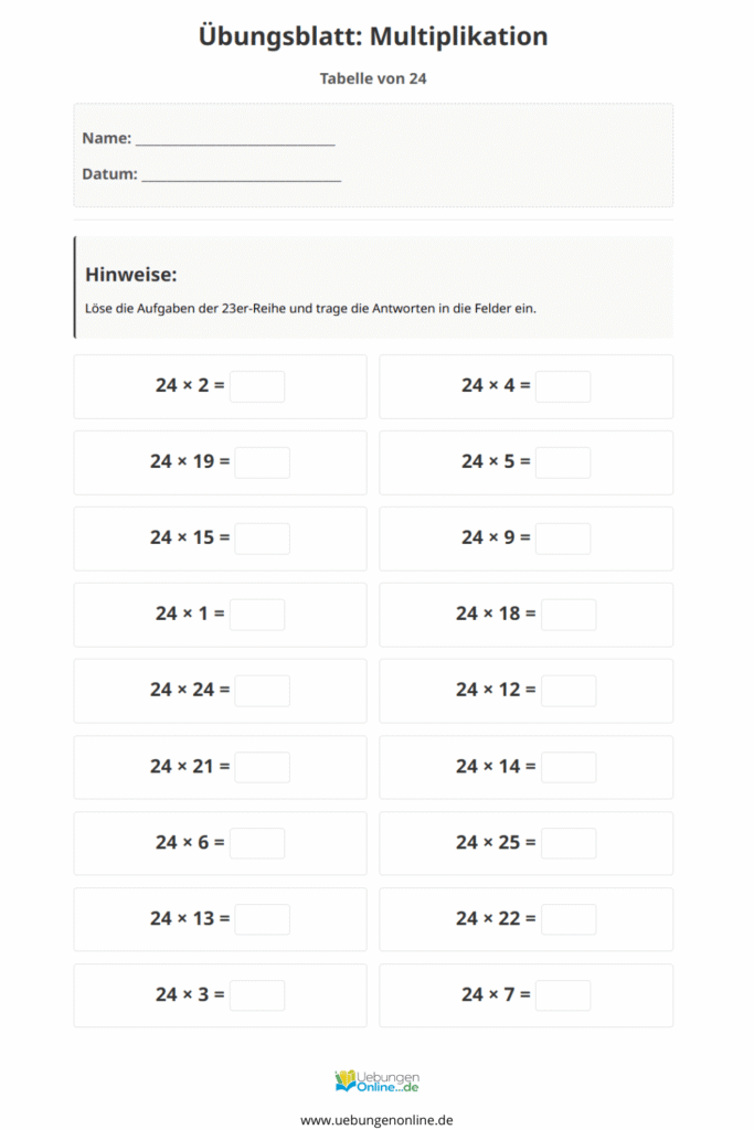 einmaleins 24er reihe