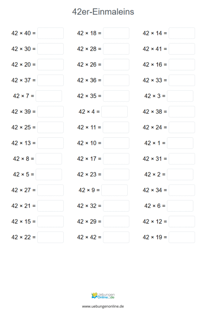 einmaleins 42er reihe