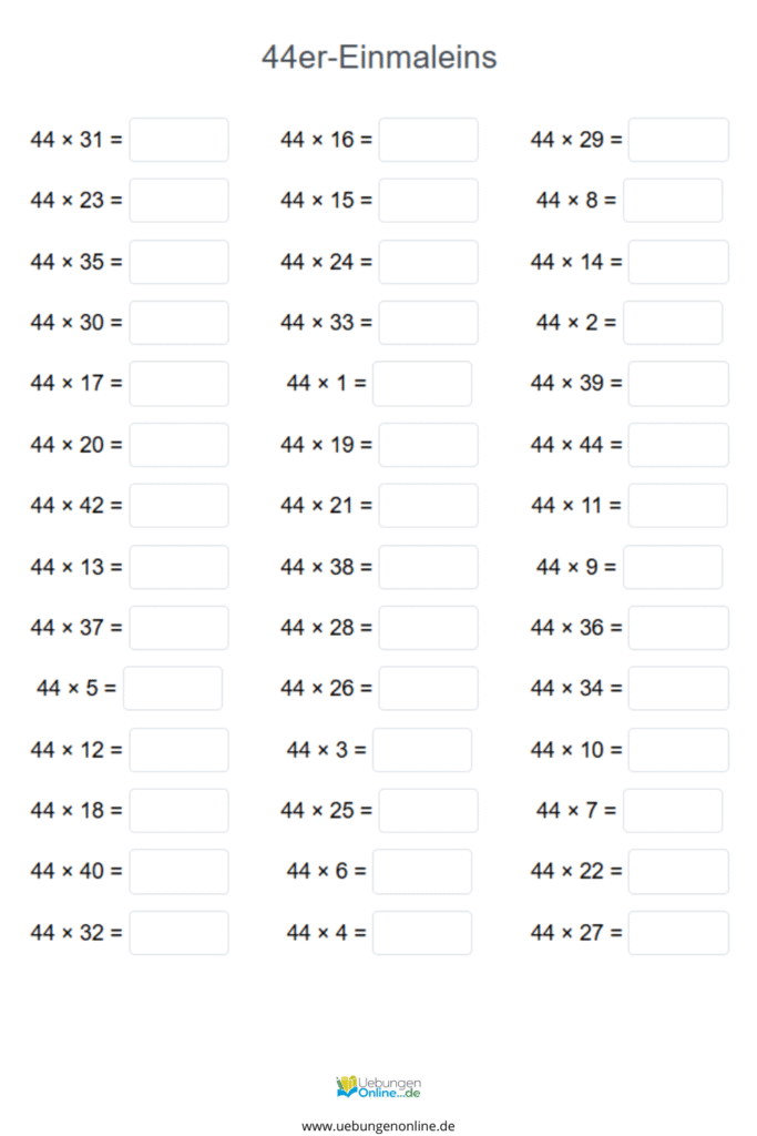 einmaleins 44er reihe