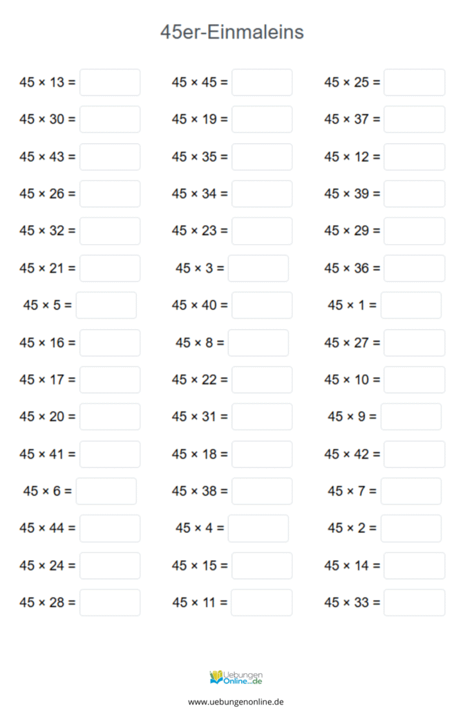 einmaleins 45er reihe