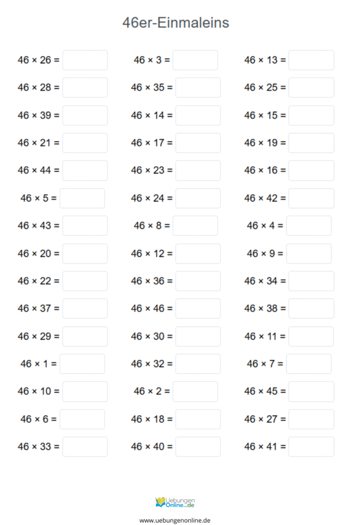 einmaleins 46er reihe