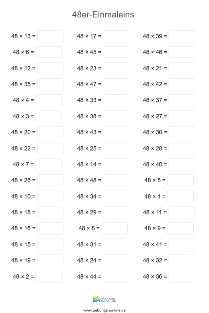 einmaleins 48er reihe