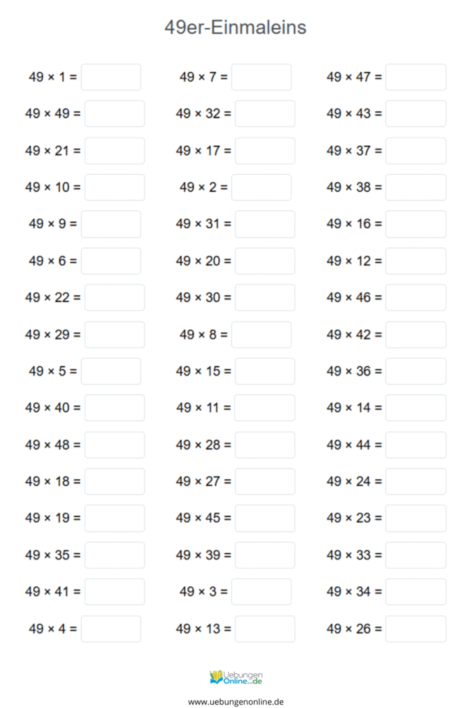 einmaleins 49er reihe
