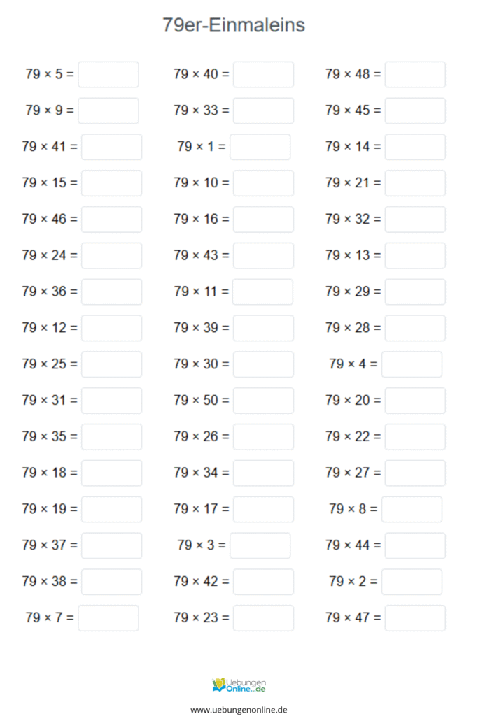 einmaleins 79er reihe
