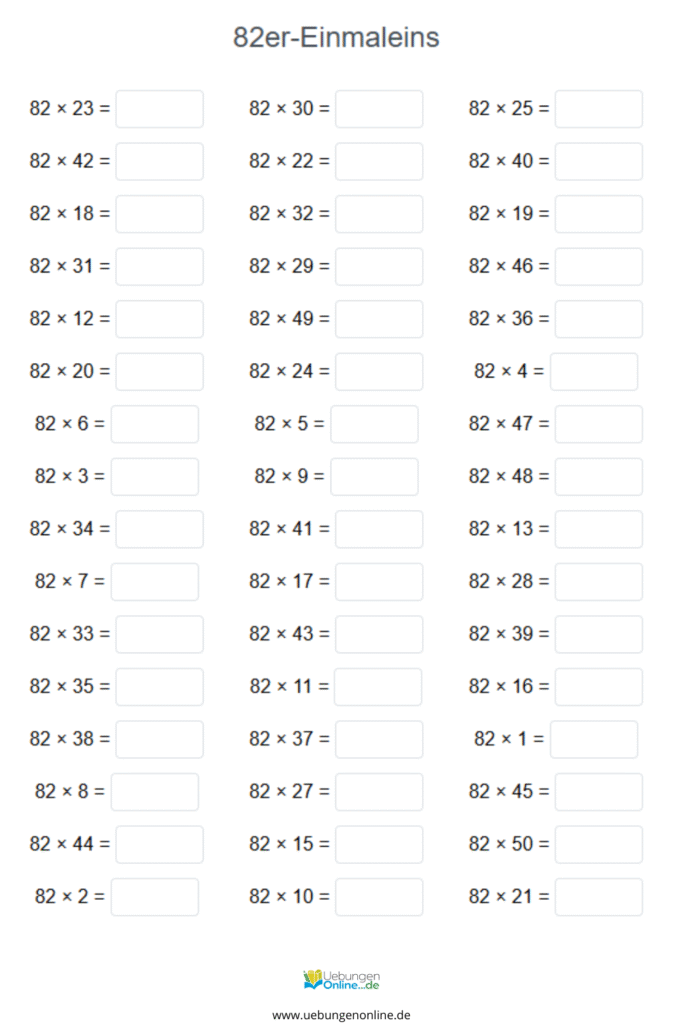 einmaleins 82er reihe
