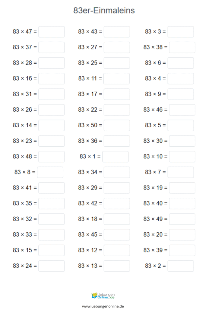 einmaleins 83er reihe