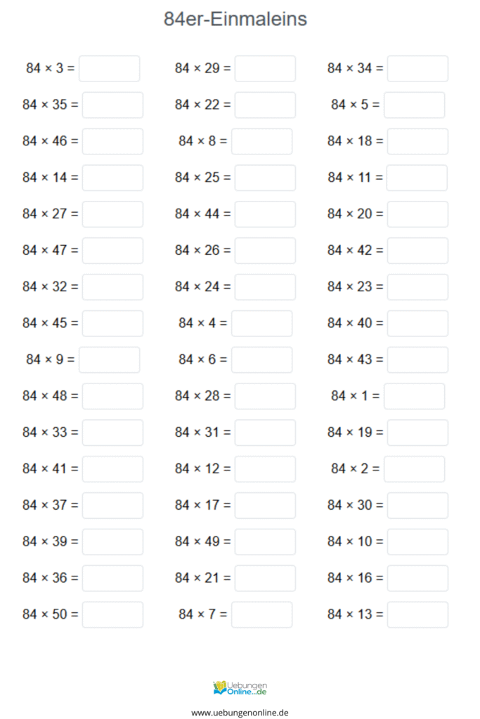 einmaleins 84er reihe
