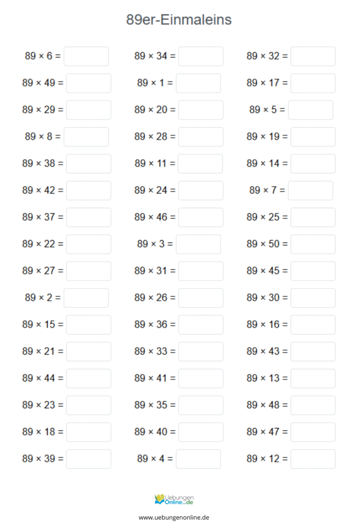 einmaleins 89er reihe