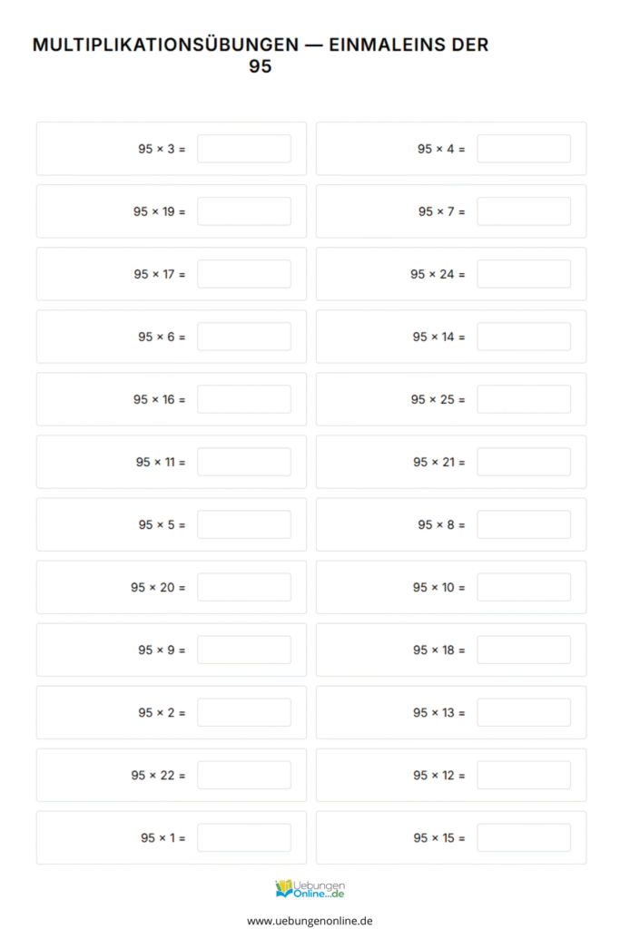 einmaleins 95er reihe