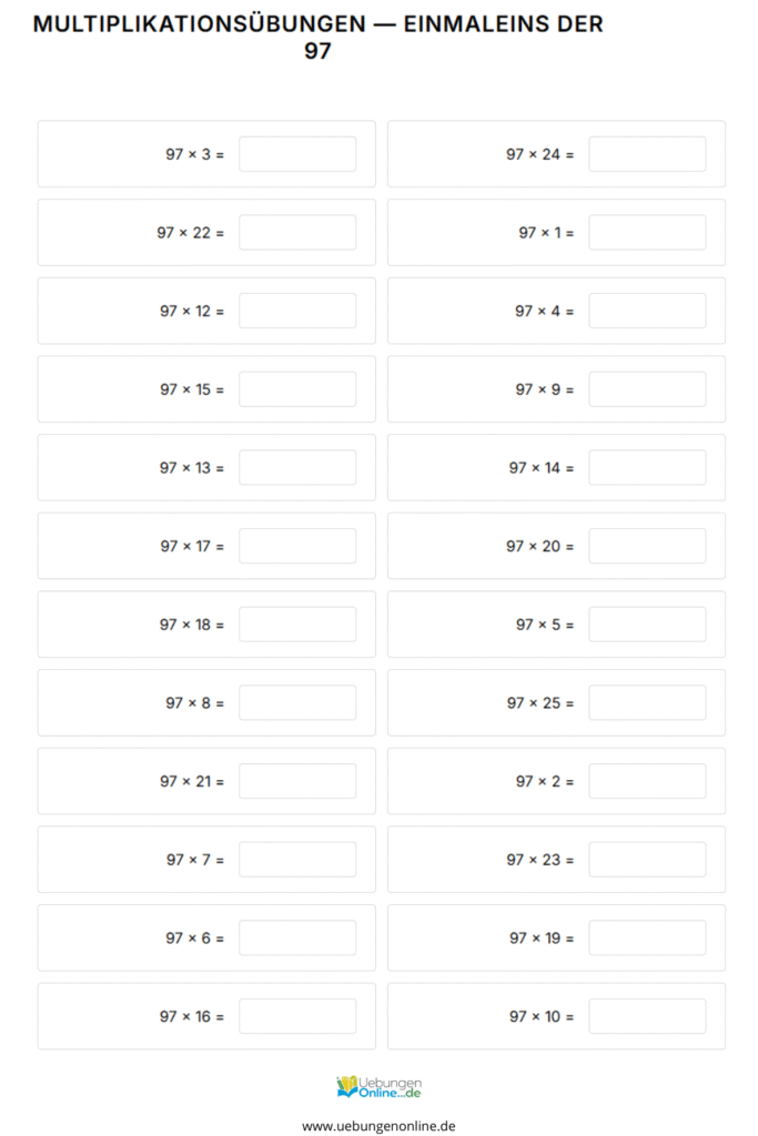 einmaleins 97er reihe