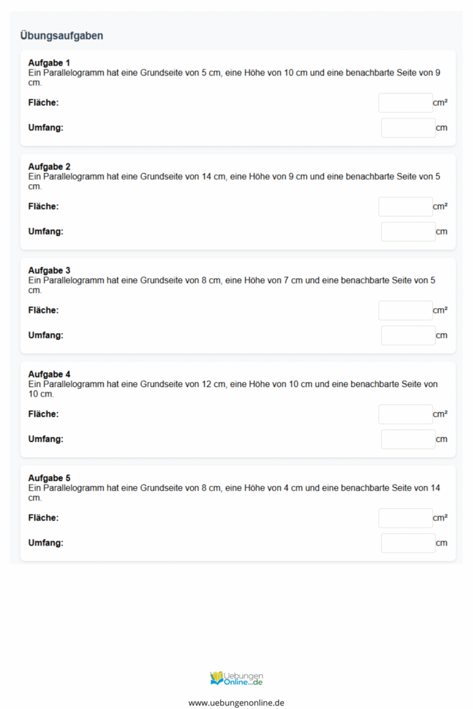 flächeninhalt und umfang 4 klasse