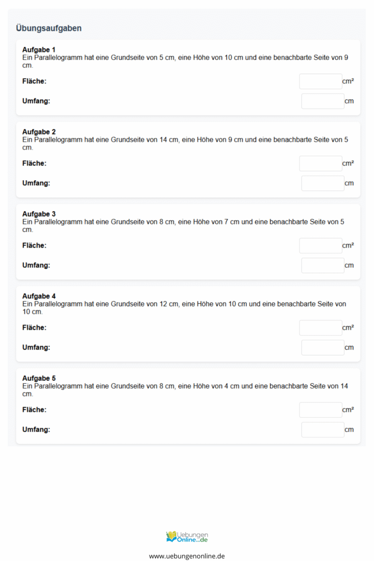 Flächeninhalt und Umfang – Übungen & Arbeitsblätter