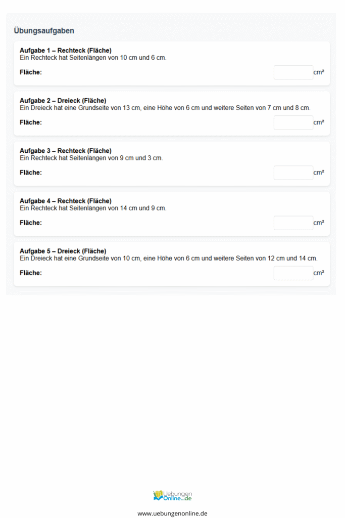 flächeninhalt und umfang berechnen übungen pdf klasse 4