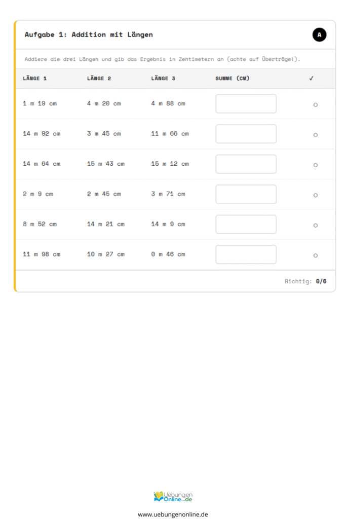 klassenarbeit längen klasse 4
