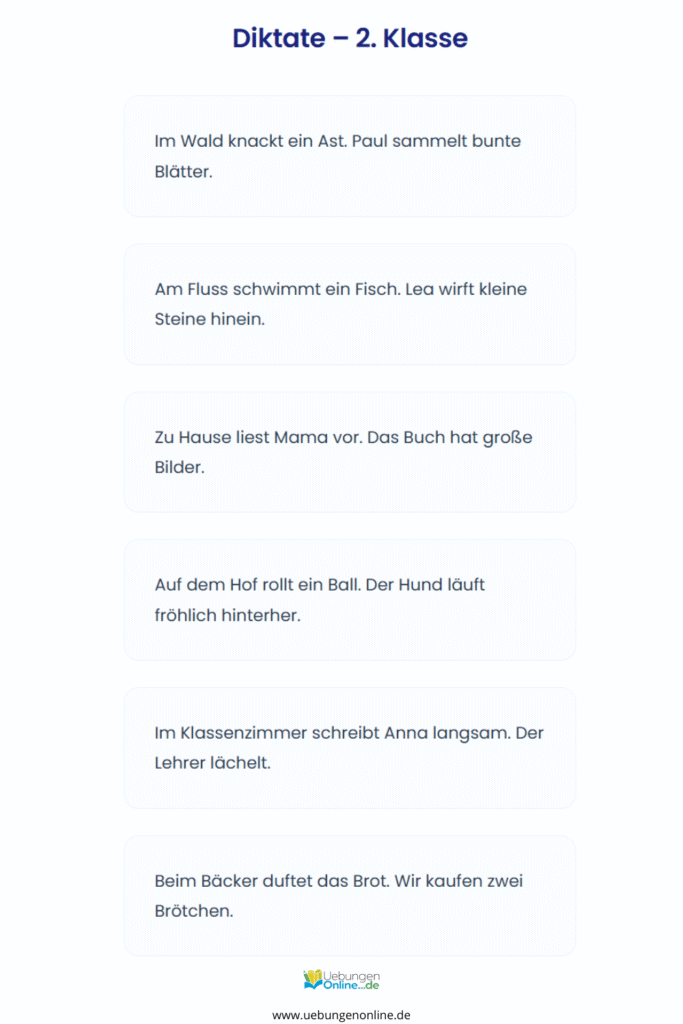 kurze diktate klasse 2