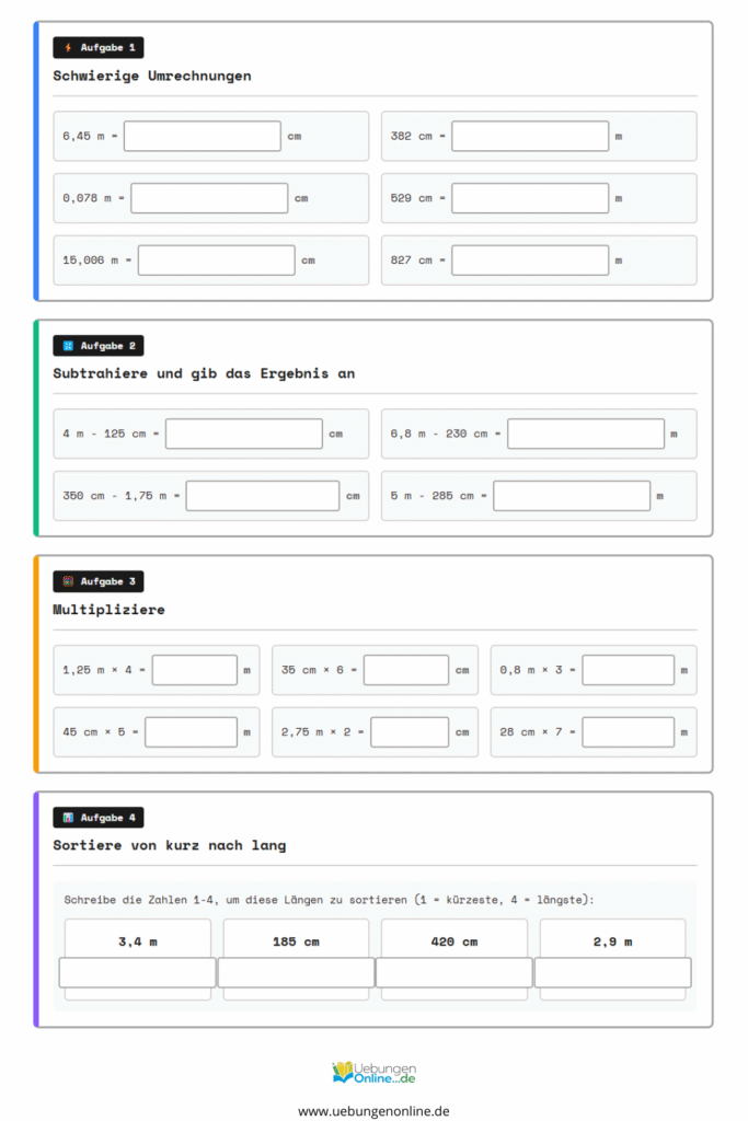 längen meter und zentimeter klasse 3