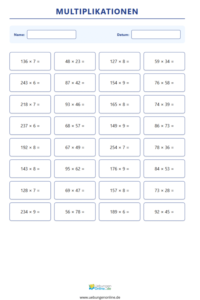 mathe 5 klasse multiplikation