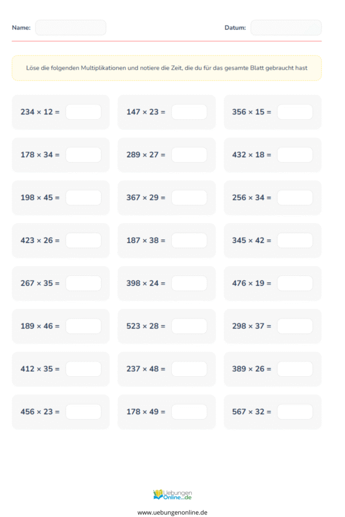 multiplikation 5. klasse