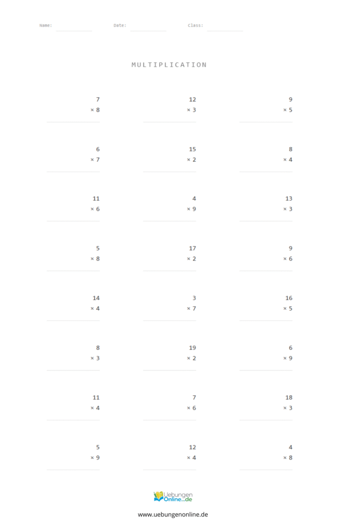 multiplikation klasse 3 pdf