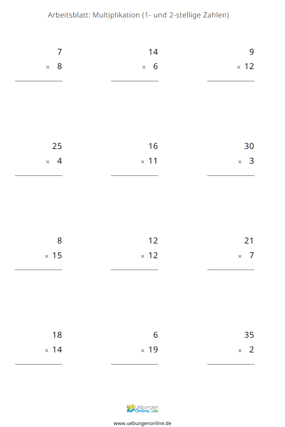 Multiplikation Klasse 3 – Übungen & Arbeitsblätter