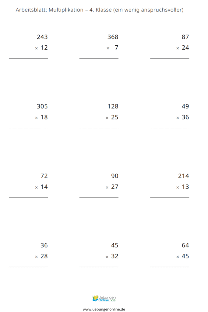multiplikation klasse 4