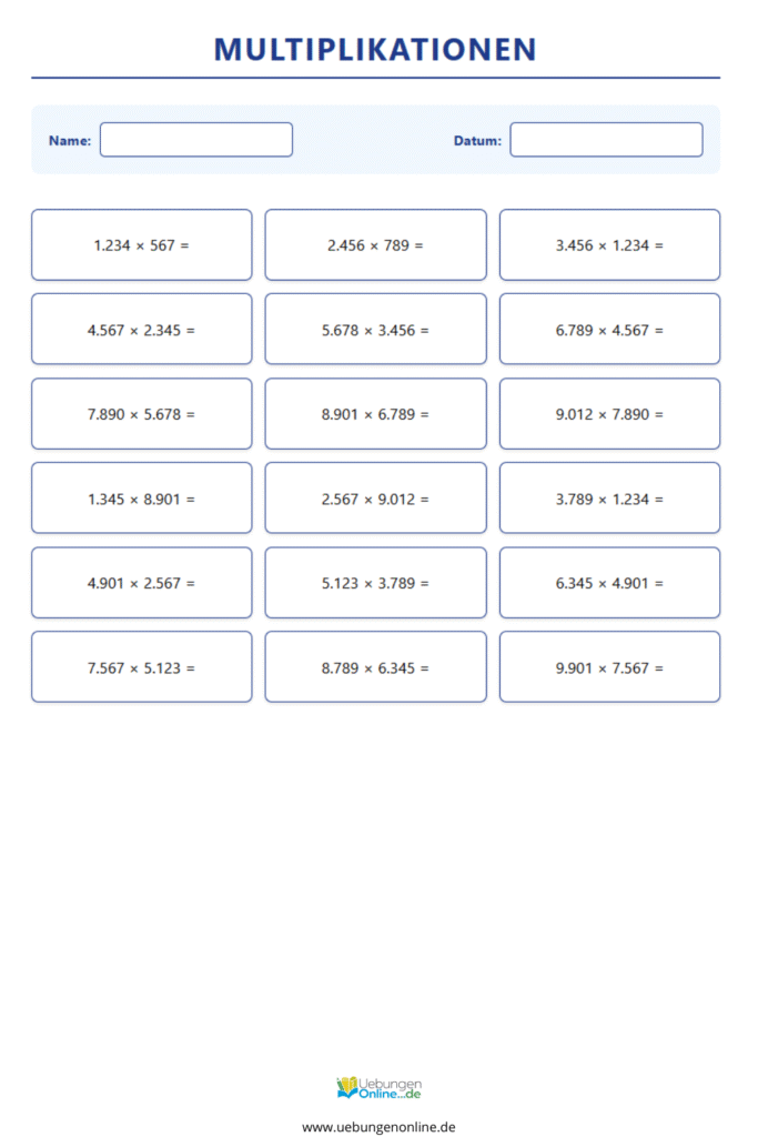 schriftliche multiplikation klasse 5