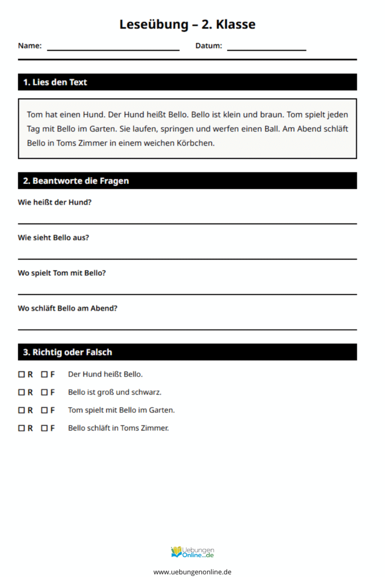 2 Klasse lesen lernen – Übungen & Arbeitsblätter