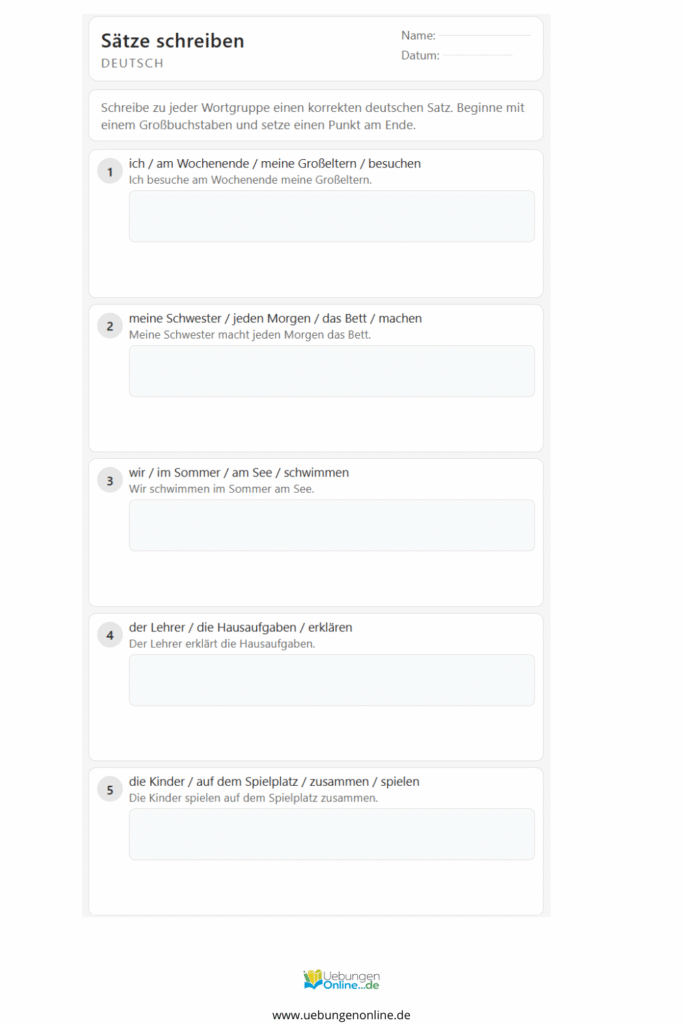 2. klasse sätze schreiben  pdf