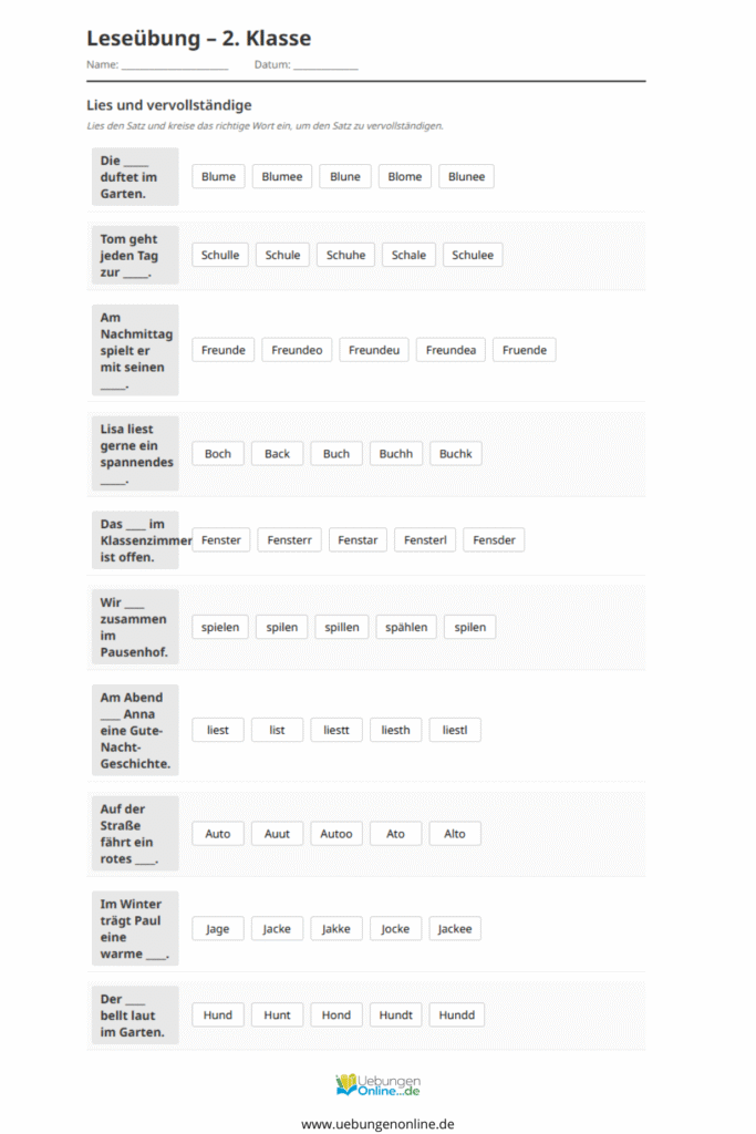 lesen lernen 2 klasse