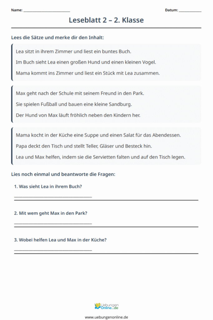 lesen lernen 2. klasse