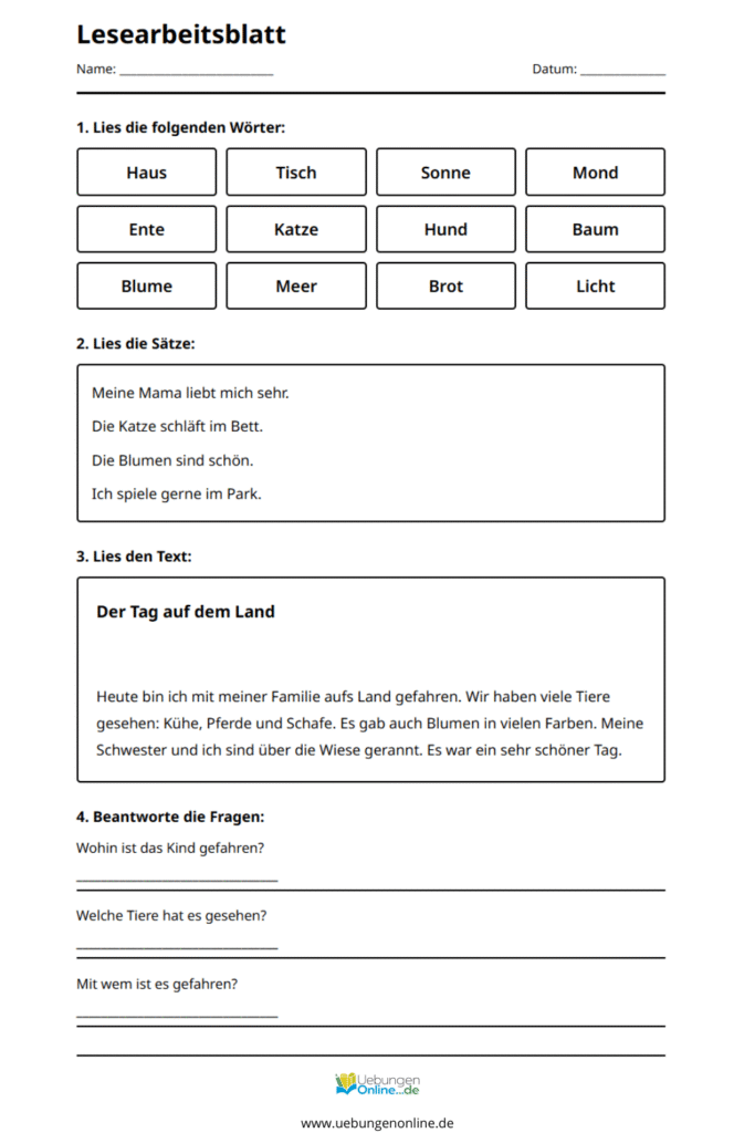 lesen lernen klasse 1