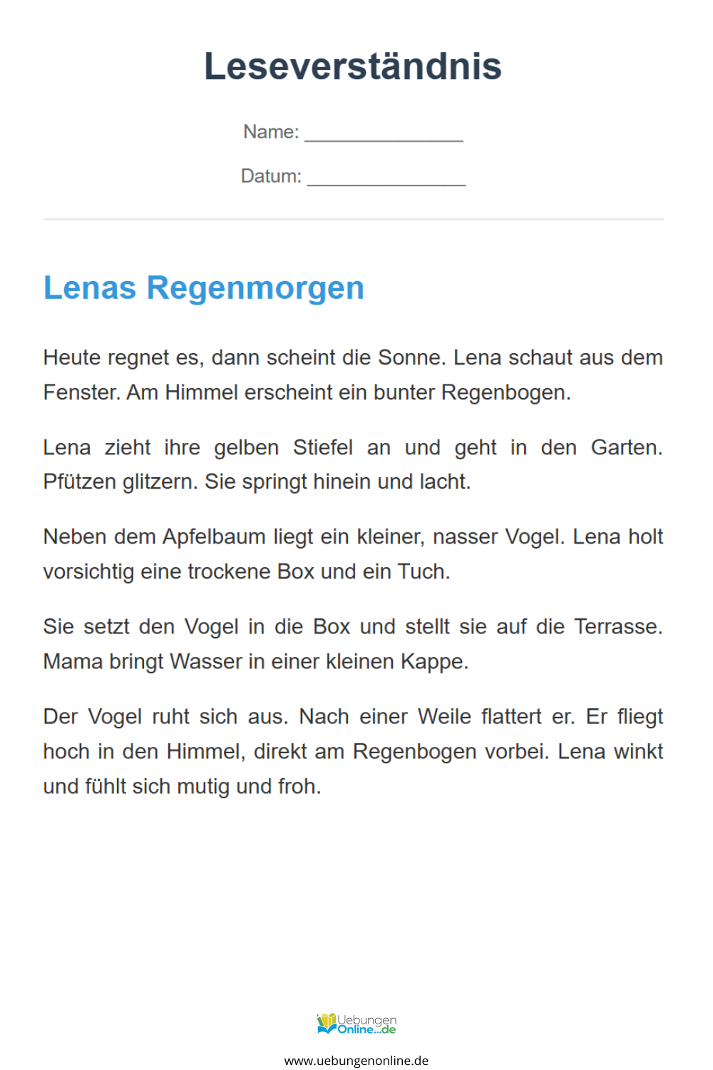 Leseübungen Klasse 1 – Übungen & Arbeitsblätter