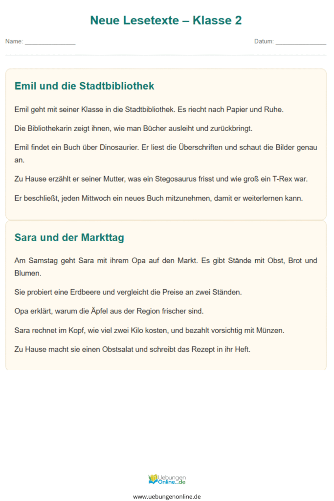 leseübung  klasse 2.