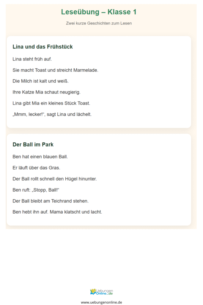 leseübung klasse 2