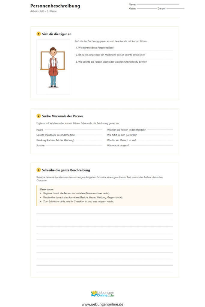 personenbeschreibung 3 klasse