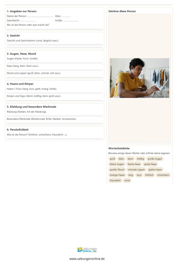 personenbeschreibung 4 klasse