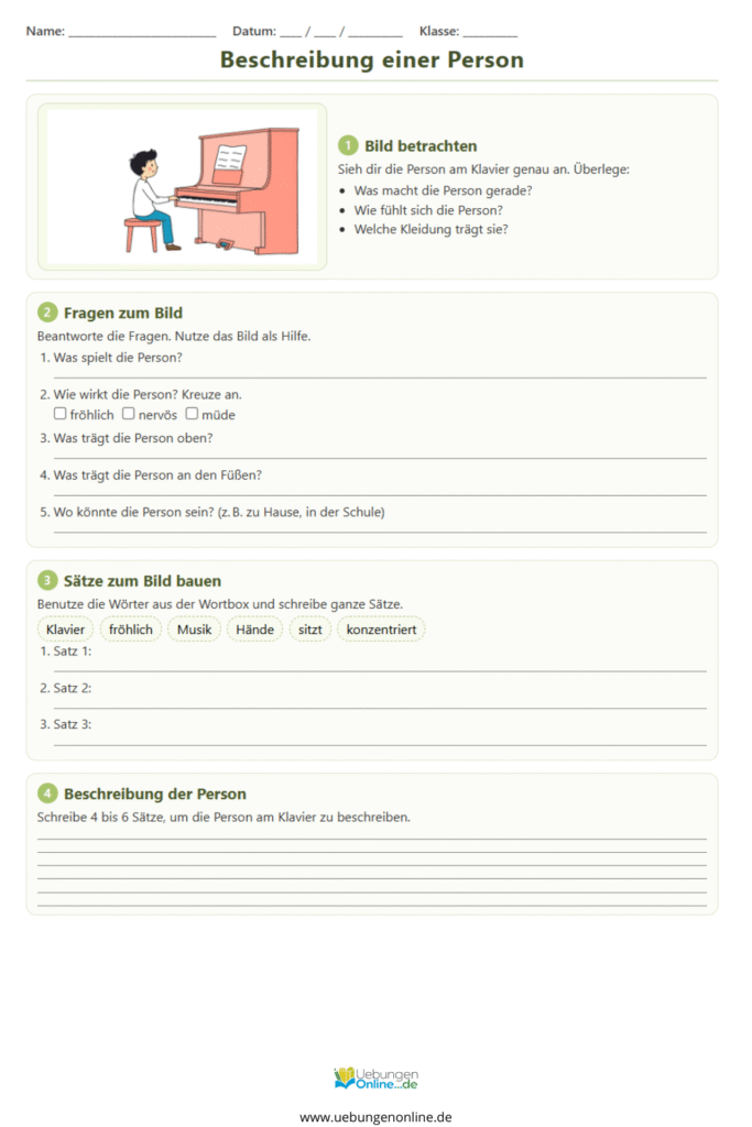 personenbeschreibung 4. klasse
