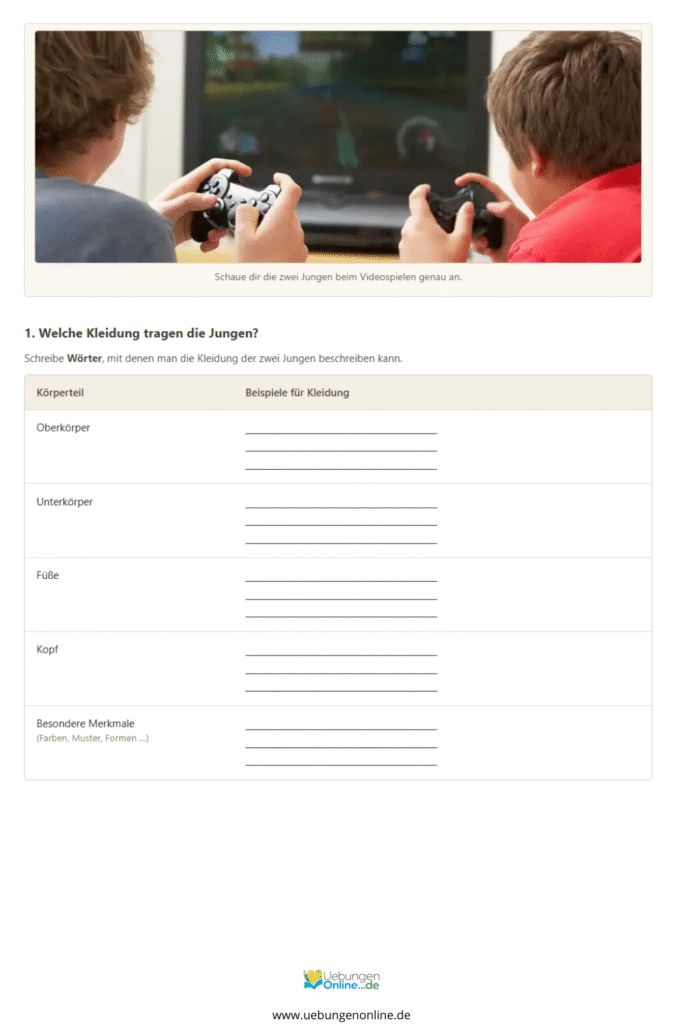 personenbeschreibung 5 klasse gymnasium übungen