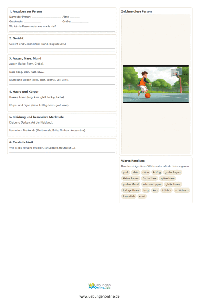 personenbeschreibung 5. klasse